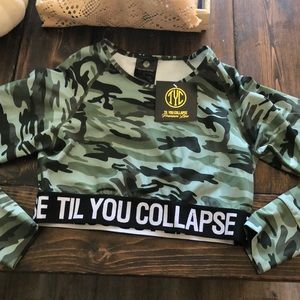Til You Collapse army print crop top